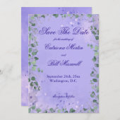 Elegant Purple Florals Wedding Save The Date Card 招待状 (正面/裏面)