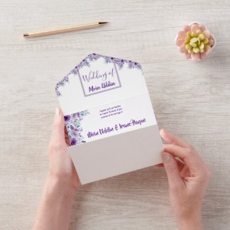 Elegant purple flower オールインワン招待状