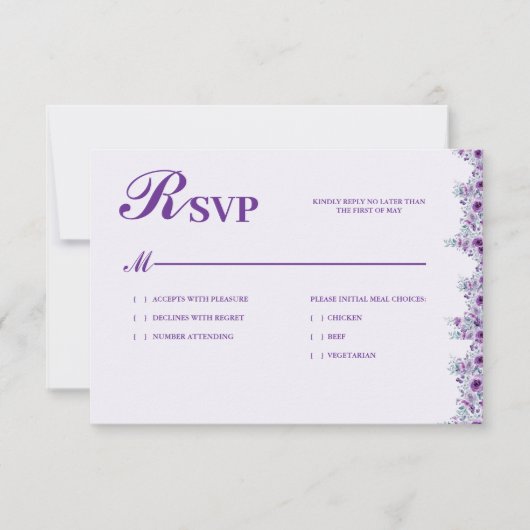 Elegant purple flower 出欠カード (正面)