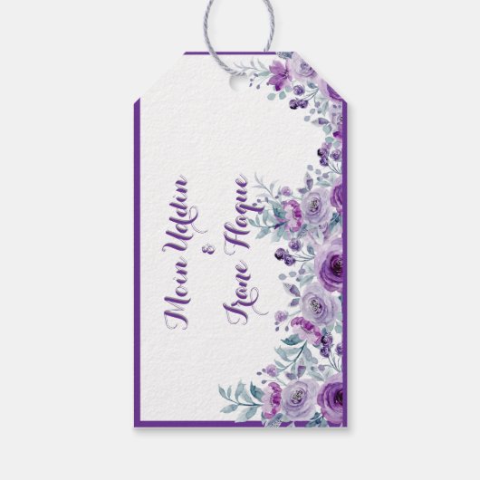 Elegant purple flower Wedding ギフトタグ (裏面)
