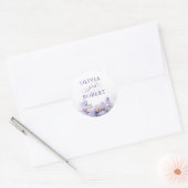 Elegant Purple Flowers and Gold Wedding Seals ラウンドシール (封筒)
