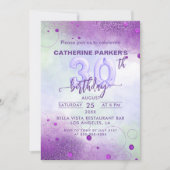 Elegant Purple Foil Balloon 30th Birthday 招待状 (正面)