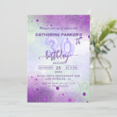 Elegant Purple Foil Balloon 30th Birthday 招待状 (スタンド正面)