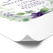 Elegant Purple Garland Floral Baby Newborn Birth ポスター (角)