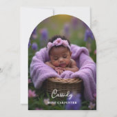 Elegant Purple Garland Floral Photo Baptism Baby 招待状 (裏面)