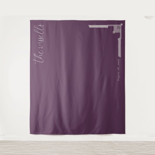 Elegant Purple Geometric Line Illustration タペストリー (正面)