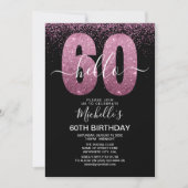 Elegant Purple Glitter "Hello 60" Birthday 招待状 (正面)