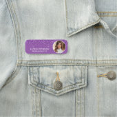 Elegant Purple Glitter Magnetic Employee Photo ID 名札 (インサイチュ)