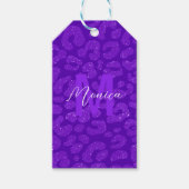 Elegant Purple Glitter Monogram Script Name ギフトタグ (正面)