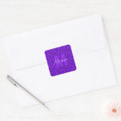 Elegant Purple Glitter Monogram Script Name スクエアシール (封筒)