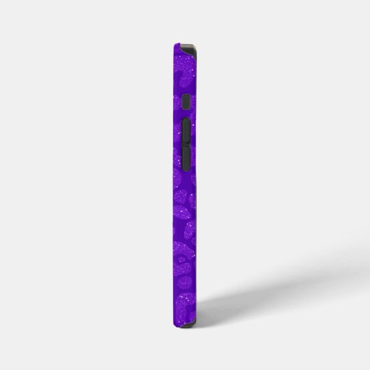 Elegant Purple Glitter Monogram Script Name iPhoneケース (左側面)