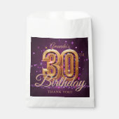 Elegant Purple Gold 30th Birthday Party Thank You フェイバーバッグ (正面)