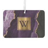 Elegant Purple Gold Agate Monogram カーエアーフレッシュナー (裏面)