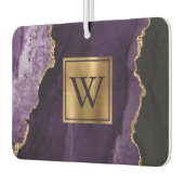 Elegant Purple Gold Agate Monogram カーエアーフレッシュナー (左)