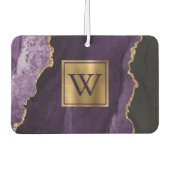 Elegant Purple Gold Agate Monogram カーエアーフレッシュナー (正面)