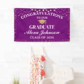 Elegant Purple & Gold Class Of 2026 Graduation 横断幕 (インサイチュ)