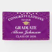 Elegant Purple & Gold Class Of 2026 Graduation 横断幕 (横)