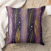 Elegant Purple Gold Feather Boho  クッション (ブランケット)