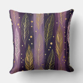 Elegant Purple Gold Feather Boho  クッション (裏面)