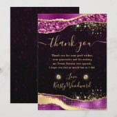 Elegant Purple & Gold Glitter Glam Tears Sweet 16 サンキューカード (正面/裏面)