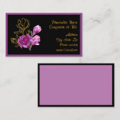 Elegant Purple Gold Magnolia Flower 名刺 (正面/裏面)