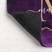 Elegant Purple Gold Sparkle Agate Geode Monogram マウスパッド (コーナー)