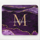 Elegant Purple Gold Sparkle Agate Geode Monogram マウスパッド (正面)