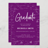 Elegant Purple Graduate Math Graduation 招待状 (正面/裏面)