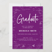 Elegant Purple Graduate Math Photo Graduation 招待状 (正面)
