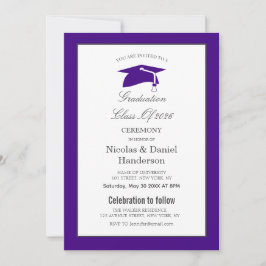 Elegant purple graduation ceremony invitation 招待状