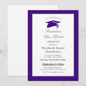 Elegant purple graduation ceremony invitation 招待状 (正面/裏面)