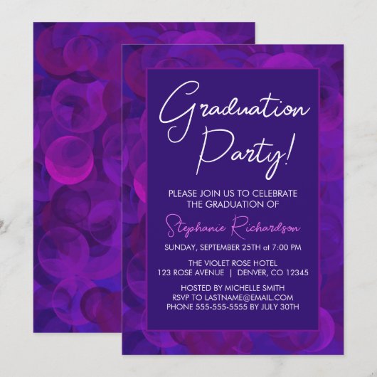 Elegant Purple Graduation Party Invitation 招待状 (正面/裏面)