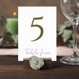 Elegant Purple & Green Wedding Table Number Sign テーブルナンバー