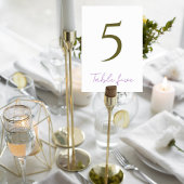 Elegant Purple & Green Wedding Table Number Sign テーブルナンバー
