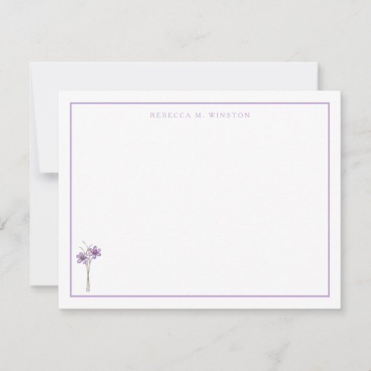 Elegant Purple Greenery Personalized ノートカード (正面)