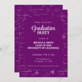 Elegant Purple Hand-Lettering Math Graduation 招待状 (正面/裏面)