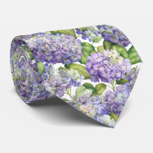 Elegant Purple Hydrangea Floral Pattern Wedding ネクタイ