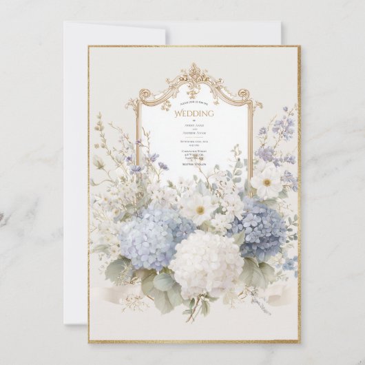 Elegant Purple Hydrangeas Vintage Wedding 招待状 (正面)