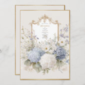 Elegant Purple Hydrangeas Vintage Wedding 招待状 (正面/裏面)