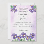 Elegant Purple Iris Watercolor Floral Wedding Invi 招待状 (正面)