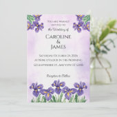 Elegant Purple Iris Watercolor Floral Wedding Invi 招待状 (スタンド正面)