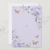 Elegant Purple Lavender Floral Baptism Christening 招待状 (裏面)