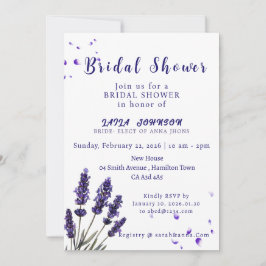 Elegant Purple Lavender Floral Bridal Shower 招待状