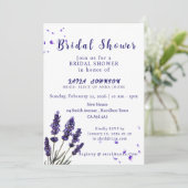 Elegant Purple Lavender Floral Bridal Shower 招待状 (スタンド正面)