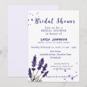 Elegant Purple Lavender Floral Bridal Shower 招待状 (正面/裏面)