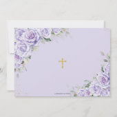 Elegant Purple Lavender Roses Floral Baptism Photo 招待状 (裏面)