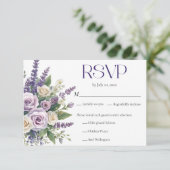 Elegant Purple Lavender Roses Wedding Meal Choice 出欠カード (スタンド正面)