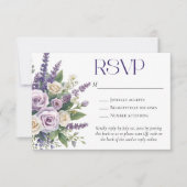 Elegant Purple Lavender Roses Wedding QR Code 出欠カード (正面)
