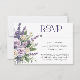 Elegant Purple Lavender Roses Wedding QR Code 出欠カード