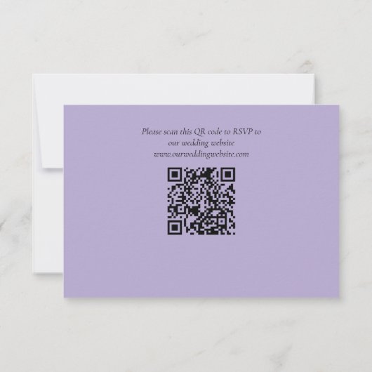 Elegant Purple Lavender Roses Wedding QR Code 出欠カード (裏面)